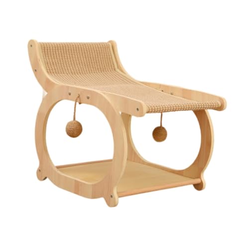 Kuntesetty Sisal-Loungesessel für Katzen, erhöhtes Bett, interaktives Spielzeug, Kratzbaum aus Holz für den Innenbereich, Holzfarbe Kuntesetty Sisal-Loungesessel für Katzen, erhöhtes Bett, interaktives Spielzeug, Kratzbaum aus Holz für den Innenbereich, Holzfarbe von Kuntesetty