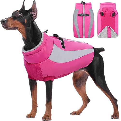 Kuoser Extras Wärme Hundemantel, Winddicht Hundejacke, Reflektierend Hundemantel Grosse Hunde, Hundemantel Winter, Moden Wintermantel Hund, Hundemantel Wasserdicht Rosa L von Kuoser