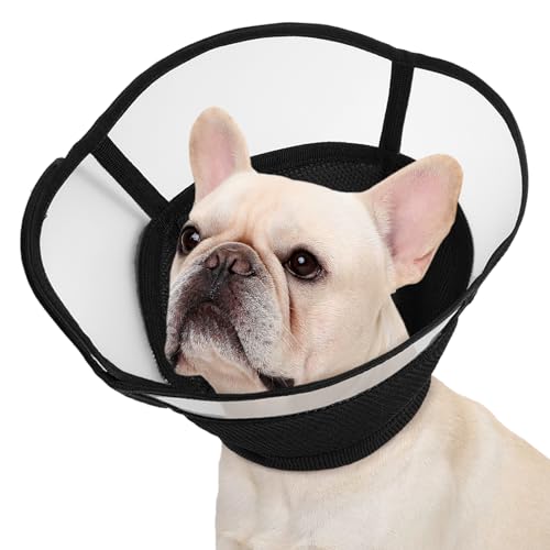 Kuoser Halskrause Hund Weich, Leckschutz Schutzkragen Hund, Comfy Cone Hund, Einstellbarer Halskrause für Hunde Nach op, Atmungsaktive Haustier Elisabethanischer, Halskrause Katze, Schwarz, S von Kuoser