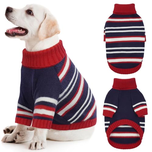 Kuoser Hundepullover Mittelgroße Hunde, Winter Hunde Pullover Fleece, Elastisch Hunde Wintermantel Hundepulli für Mittelgroße Hunde, Warmer Pullover Hund, Hunde Weihnachtspullover Shirt Kleidung L von Kuoser