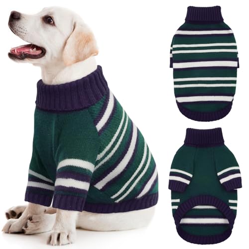 Kuoser Hundepullover Mittelgroße Hunde, Winter Hunde Pullover Fleece, Elastisch Hunde Wintermantel Hundepulli für Mittelgroße Hunde, Warmer Pullover Hund, Hunde Weihnachtspullover Shirt Kleidung L von Kuoser