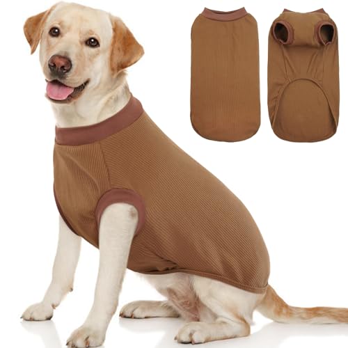 Kuoser Hundepullover Grosse Hunde, Hundehemd Pullover Hund Haustierkleidung, Hundeshirts Hunde Pullover, Dünn Hundemantel Hundejacke, Hundekatzen Kleidung, Weicher Hunde Pyjamas, Braun von Kuoser