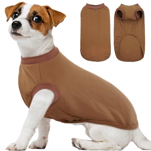 Kuoser Hundepullover Kleine Hunde, Hundehemd Pullover Hund Haustierkleidung, Hundeshirts Hunde Pullover, Dünn Hundemantel Hundejacke, Hundekatzen Kleidung, Weicher Hunde Pyjamas, Braun von Kuoser