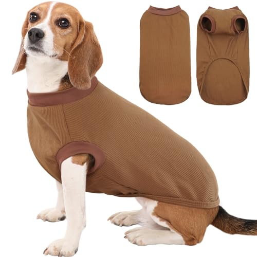 Kuoser Hundepullover Mittelgroße Hunde, Hundehemd Pullover Hund Haustierkleidung, Hundeshirts Hunde Pullover, Dünn Hundemantel Hundejacke, Hundekatzen Kleidung, Weicher Hunde Pyjamas, Braun von Kuoser