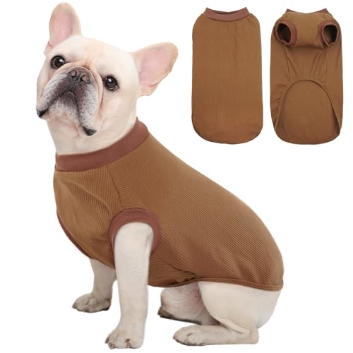 Kuoser Hundepullover Kleine Hunde, Hundehemd Pullover Hund Haustierkleidung, Hundeshirts Hunde Pullover, Dünn Hundemantel Hundejacke, Hundekatzen Kleidung, Weicher Hunde Pyjamas, Braun von Kuoser