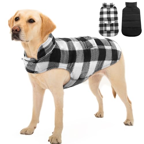 Kuoser Hunde Wintermantel, Große Hunde Hundemantel Warm, Hundejacke für Grosse Hunde, Hundemantel Wasserdicht, Outdoor Hundemantel mit Geschirr Loch, 3XL von Kuoser