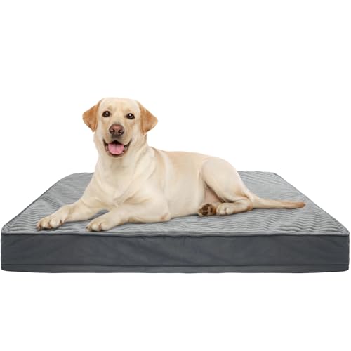 Kuoser Hundebett, Hundebett Grosse Hunde, Hundebett Mittelgroße Hunde, Orthopädisches Hundebetta, Hundebett Waschbar,Hundebett Kleine Hunde, Grau,104x72x10cm von Kuoser