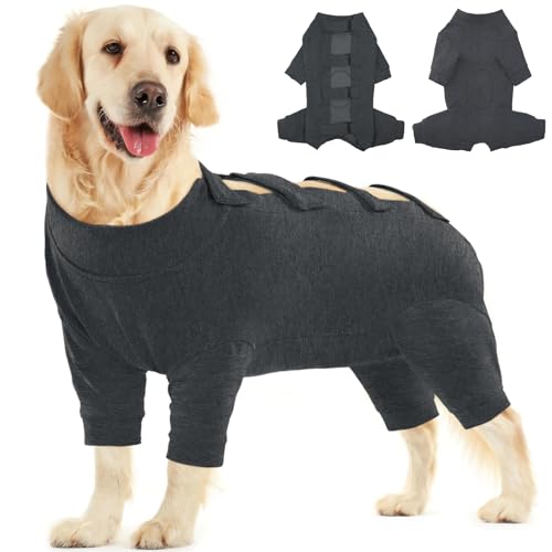 Kuoser Hundebody Nach Op, Hunde Schlafanzug, Hundepyjama Mittlere Hunde, Hundebody Nach Kastration, Op Body Hund, Hunde Op Body Mit Bein Darkgrey L von Kuoser