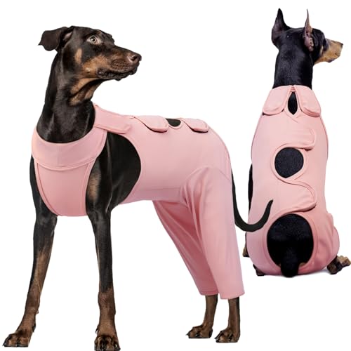 Kuoser Hundebody Nach Op, Hundebody Nach op Body für Hund Kastration Rüde Hündin, Erholungsanzug Hund, Hundeschenkel Schutz Bodysuit, Anti-Wundlecken Op Body Hunde, Hund Halskrause Alternative,Rosa XL von Kuoser