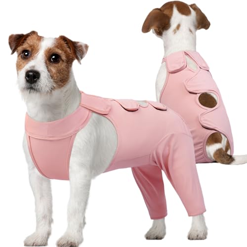 Kuoser Hundebody Nach Op, Hundebody Nach op Body für Hund Kastration Rüde Hündin, Erholungsanzug Hund, Hundeschenkel Schutz Bodysuit, Anti-Wundlecken Op Body Hunde, Hund Halskrause Alternative,Rosa XS von Kuoser