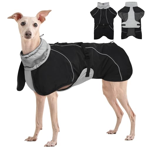 Kuoser Hundemantel für Kleine Hunde Hundejacke Große Hunde Haustier Wasserdicht Hundemantel Winter Hundemantel Warm Hunde Wintermantel mit Geschirr Hund Winterweste Winterjacke Schwarz L von Kuoser