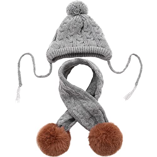 Kuoser Hunde Mütze & Schal Set, Hund Strickmütze Haustier Weihnachten Winter Warme Kappen Niedliche Accessoires Hals Ohrwärmer Kapuze Warm Schal Party Dekoration für Kleine Mittlere Große Hunde von Kuoser