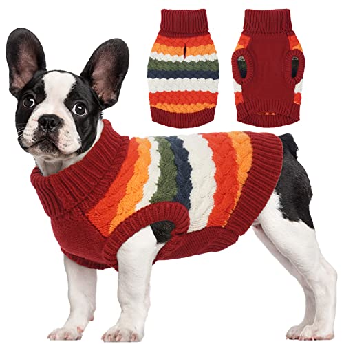 Kuoser Warm Hundepullover, Hundepullover Kleine Hunde, Hundepullover Mittelgroße Hunde, Hundepullover Fleece, Hunde Kleidung Für Kleine Hunde,Winter Hundepullover Rot XS von Kuoser