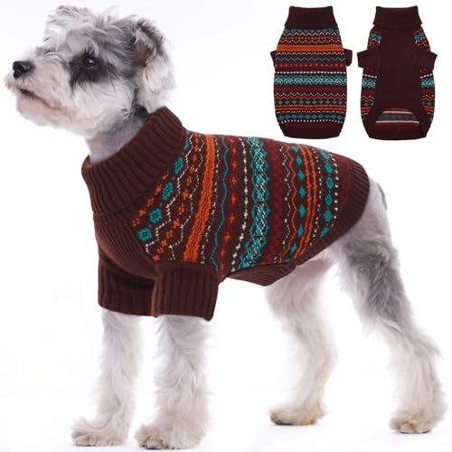 Kuoser Hundepullover Kleine Hunde, Böhmen Hundepullover Mittelgroße Hunde Weich & Warm Hunde Pullover mit Beinen Schick Hundepulli Rollkragen für Chihuahua Französische Bulldogge Katzen von Kuoser