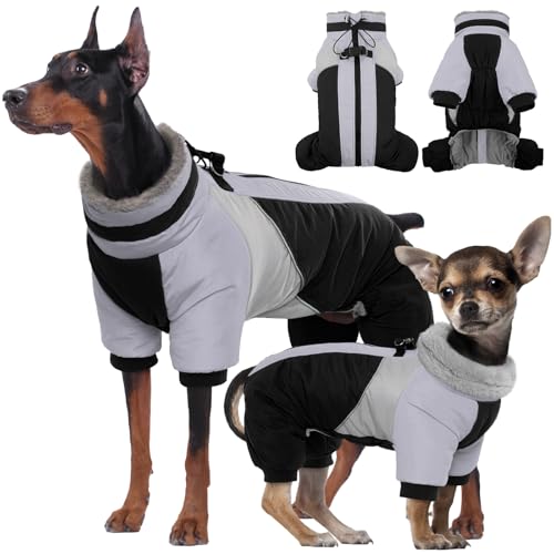 Kuoser Wasserdichter Hundemantel, Wärmer Hundemantel Für Kleine Hunde, Wasserdicht Hundemantel Winter, Hundemantel Mit Geschirr, Moden Hundejacke, Reflektierend Hundejacke Kleine Hunde, Schwarz S von Kuoser