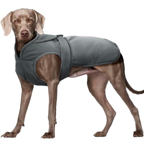 Kuoser Leinwand Haustier Hund Wintermantel, Reflektierende Warme Fleecejacke für Kleine Mittelgroße Welpen, wasserdichte und Winddichte Hundeweste mit Gurtloch, XS-3XL von Kuoser