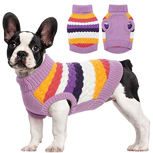 Kuoser Warm Hundepullover, Hundepullover Kleine Hunde, Hundepullover Mittelgroße Hunde, Hundepullover Fleece, Hunde Kleidung Für Kleine Hunde,Winter Hundepullover Lila XL von Kuoser