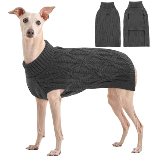 Kuoser Warm Hundepullover, Hundepullover Kleine Hunde, Rollkragenpullover Hundepullover Grosse Hunde, Hundepullover Fleece, Hundepullover Mittelgroße Hunde Grau L von Kuoser