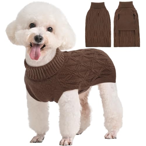 Kuoser Warm Hundepullover, Hundepullover Kleine Hunde, Rollkragenpullover Hundepullover Grosse Hunde, Hundepullover Fleece, Hundepullover Mittelgroße Hunde Braun S von Kuoser