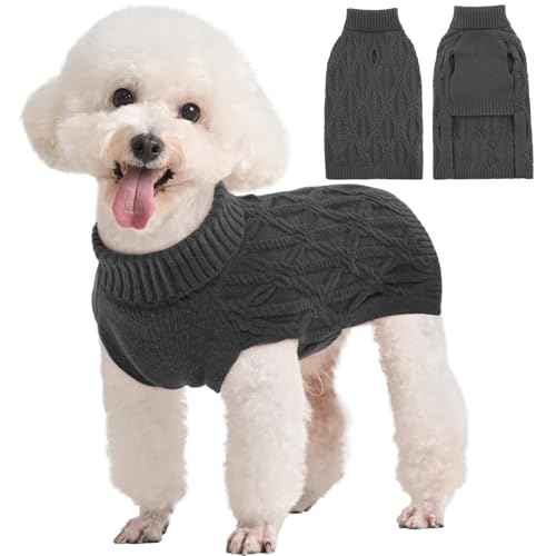 Kuoser Warm Hundepullover, Hundepullover Kleine Hunde, Rollkragenpullover Hundepullover Grosse Hunde, Hundepullover Fleece, Hundepullover Mittelgroße Hunde Grau M von Kuoser