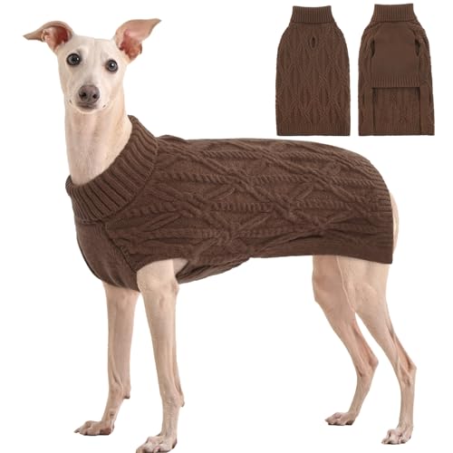 Kuoser Warm Hundepullover, Hundepullover Kleine Hunde, Rollkragenpullover Hundepullover Grosse Hunde, Hundepullover Fleece, Hundepullover Mittelgroße Hunde Braun L von Kuoser