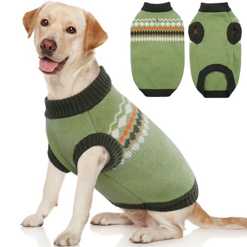 Kuoser Hundepullover, Hundepullover Kleine Hunde, Hundepullover Grosse Hunde, Pullover Hund, Hundepullover Französische Bulldogge,Winter Hundepullover Grün XL von Kuoser