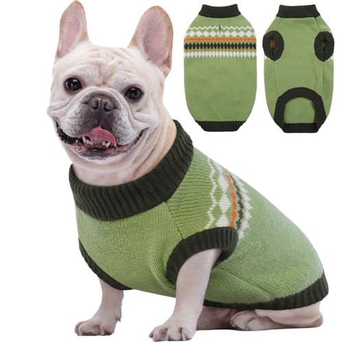 Kuoser Hundepullover, Hundepullover Kleine Hunde, Hundepullover Grosse Hunde, Pullover Hund, Hundepullover Französische Bulldogge,Winter Hundepullover Grün M von Kuoser