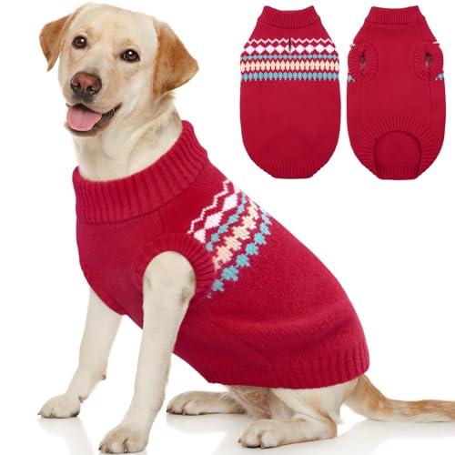 Kuoser Hundepullover, Hundepullover Kleine Hunde, Hundepullover Grosse Hunde, Pullover Hund, Hundepullover Französische Bulldogge,Winter Hundepullover Rot L von Kuoser