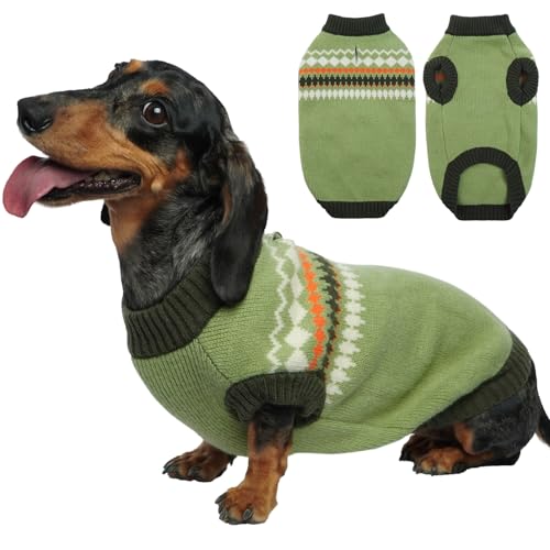 Kuoser Hundepullover, Hundepullover Kleine Hunde, Hundepullover Grosse Hunde, Pullover Hund, Hundepullover Französische Bulldogge,Winter Hundepullover Grün XS von Kuoser