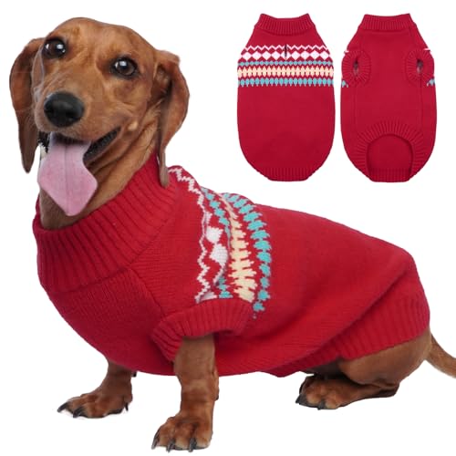 Kuoser Hundepullover, Hundepullover Kleine Hunde, Hundepullover Grosse Hunde, Pullover Hund, Hundepullover Französische Bulldogge,Winter Hundepullover Rot S von Kuoser