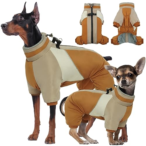 Kuoser Wasserdichter Hundemantel, Wärmer Hundemantel Für Kleine Hunde, Wasserdicht Hundemantel Winter, Hundemantel Mit Geschirr, Moden Hundejacke, Reflektierend Hundejacke Kleine Hunde, Braun L von Kuoser