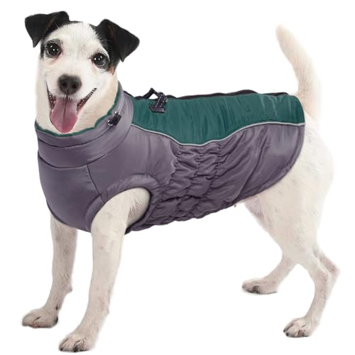 Kuoser Winter Hundemantel, Wärme Hundejacke für Kleine Hunde Hundebekleidung, Wasserdicht Hundemantel für Hunde Wintermantel, Fleece Winterjacke Hunde, Grün, S von Kuoser