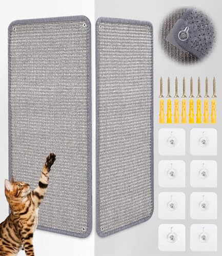 2 Stück Kratzbretter Katze, Kratzbretter Katze Sisal, Kratzmatte Katze Wand, Sisalmatte Kratzbretter Katze 60 * 30cm, Widerstandsfähig Sisal Teppich Katzen Katzenkratzbrett Fußmatte Möbel für Katzen von Kureny