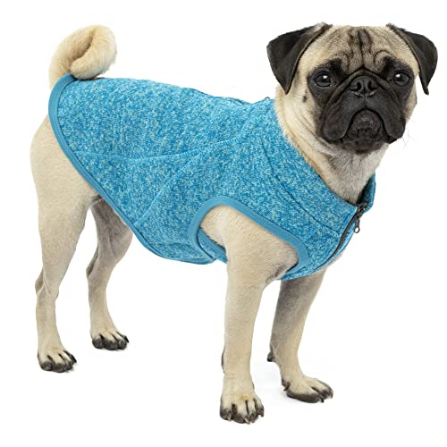 Kurgo Core Hunde-Pullover, Leichtes Fleece, Mit 2-Wege-Reißverschluss, Mit Hundegeschirr kompatibel, Größe S, Blau von Kurgo