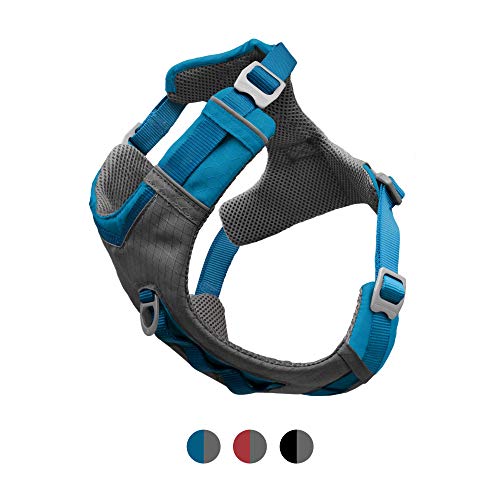 Kurgo Journey Air Hundegeschirr, Mit gepolstertem Brustteil und Rückgriff, Für Hunde von 5-11 kg, Größe S, Blau/Grau von Kurgo