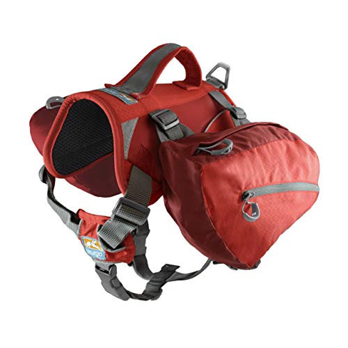 Kurgo Hunderucksack Baxter, Hundesatteltasche mit 2 Seitentaschen fürs Wandern, Für Hunde von 13 bis 38 kg geeignet, Rot K01585 M von Kurgo