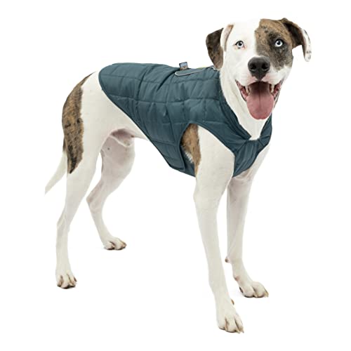 Kurgo Loft Jacke Reversible Hundemantel für kaltes Wetter Wasserabweisende Hundejacke mit Reflektierendem Rand, Tintenblau/Seeglas, L von Kurgo