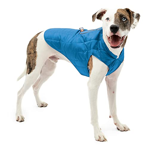 Kurgo Loft Jacke Reversible Hundemantel für kaltes Wetter Wasserabweisende Hundejacke mit Reflektierendem Rand, Blau/Orange, L von Kurgo