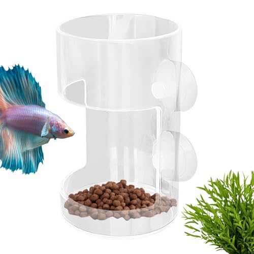 Kustimantu Fischtank -Feeder, Aquarium Fischfuttermittel | Fischröhrchen -Lebensmittelspender mit Saugnapfbecher | Clear Tably Feeding Supplies, Lebensmittelhalter, Verhinderung der von Kustimantu