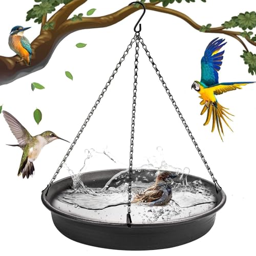 Kustimantu Hangable Bird Bath Bowl, Hangable Vogelbäder für draußen | Outdoor -Tablett Birdbat | S-förmiger Haken, von Kustimantu