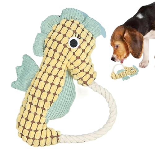 Kustimantu Harte gefüllte Hundespielzeuge, plüschige, quietschende Hundespielzeug - Quietscher Meerestier kauert Plüsch - Cotton Seil Interactive Game, Haustierunterhaltende Puppe mit Crinkle Paper von Kustimantu