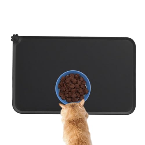 Kustimantu Hundekatze Lebensmittelmatte, Dof Food Matte, wasserdichte erhöhte Kante Haustier -Fütterungsmatte, 18,9 x 11,8 Zoll Silikonpolster, Nicht -Slip, Kätzchenpupfzubehör für Wasserspender von Kustimantu