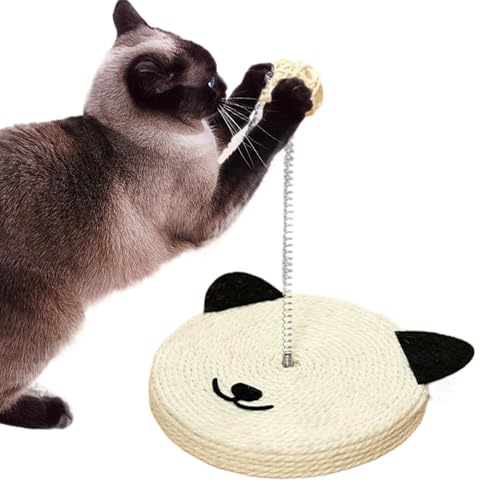 Kustimantu Kätzchen Scratch Post, Katzenkratzer | Interaktiver Sisal Cat Head Form Stick - Protektor für Hausmöbel, Spielzeug für mentale körperliche Bewegung, eingebaute Glocke für Innenkätzchen von Kustimantu