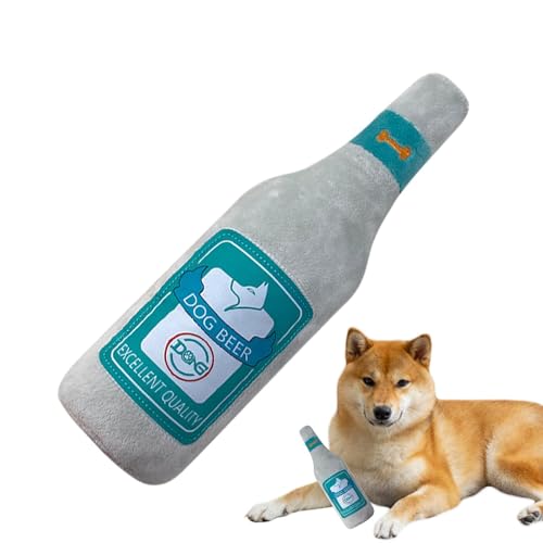 Kustimantu Plüsch Flasche Hundespielzeug, Hundemande -Spielzeugflasche | Bierflasche Squeak Spielzeug - Pet Supplies Welpe thething, Anreicherung interaktiver Spiele für Aggressive Kauen von Kustimantu