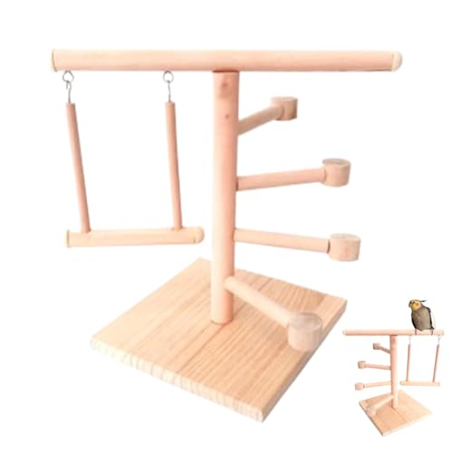 Kustimantu Vogelspielplatz, Bird Barch Stand, hölzerner Papageienständer Cockatiel Toys, Vogelkäfigzubehört von Kustimantu