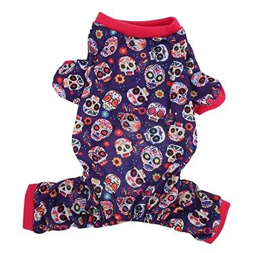 Halloween-Hundekleidung, Halloween-Hunde-Overall, Totenkopf-Haustier-Pyjama, Kleidung, Bequem, Weich, Elastisch, Lustiger Hunde-Pyjama Für Kleine Hunde, Welpen, Katzen(L) von Kuuleyn