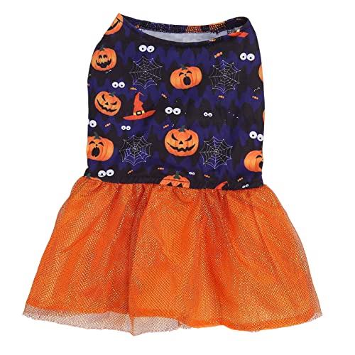 Haustier-Halloween-Kleid, Halloween-Kürbis-Hundekleid, Hautfreundlich, Niedlich, Leicht, Einteiliges Hundekostüm, Welpen-Outfits, Bedruckt Für Welpen-Party-Urlaub(L) von Kuuleyn