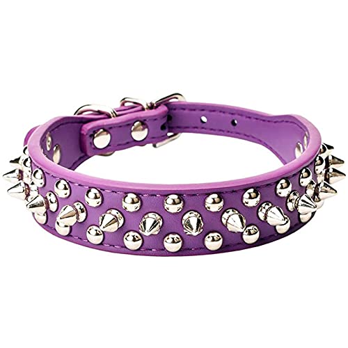 Hundehalsband aus Leder mit Spikes, Hundehalsband mit Spikes, Hundehalsband mit Nieten für mittelgroße Hunde, Hundehalsband mit Nieten und Spikes, (pueple) von Kuuleyn