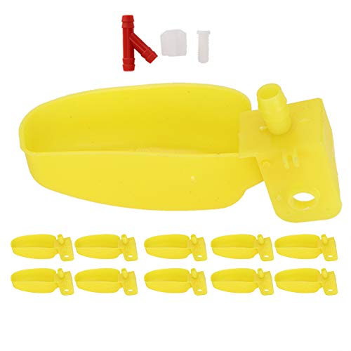 Kuuleyn 10PCS Automatisches Hühner-Wasserbecher-Set,Hühner-Wasserbecher, Automatische Tränke, Gelbe Trinkbecher, Schale Für Wachteln, Hühner, Große Größe(Gelb Groß Links) von Kuuleyn