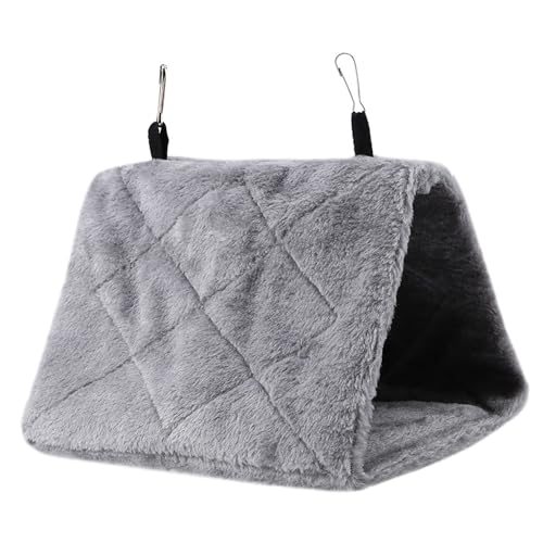 Kuuleyn Bequemes Vogelbett, Hängematte, Vogelspielzeug, weiche Plüsch-Hängematte, hängendes Käfigzelt für Vögel, Papageien, Winter, warmes Bett, Haustierspielzeug (Grey) von Kuuleyn